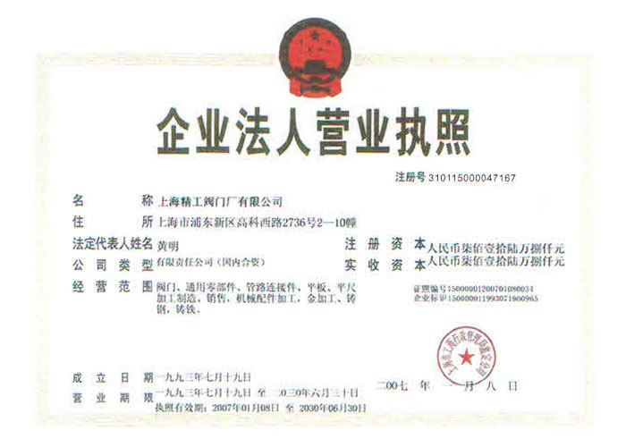 上海精工企业法人营业执照